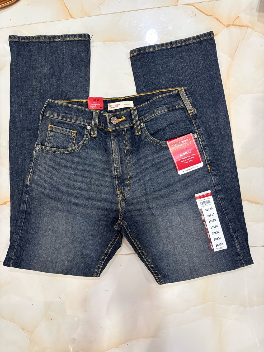 Levi Strauss Signature Bootcut Dark Indigo Straight-Leg Jeans Mens Size 30X30